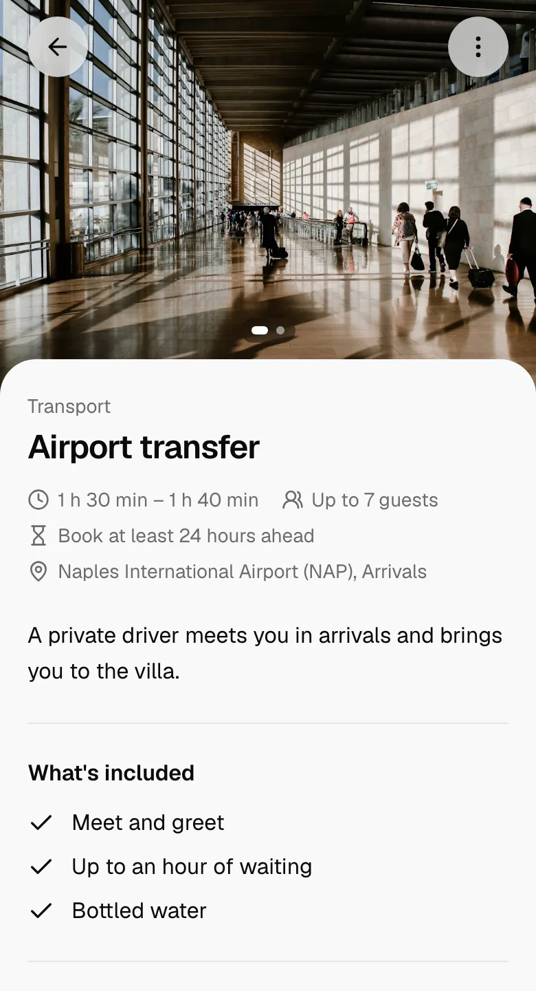Requesting an airport transfer on a phone.
